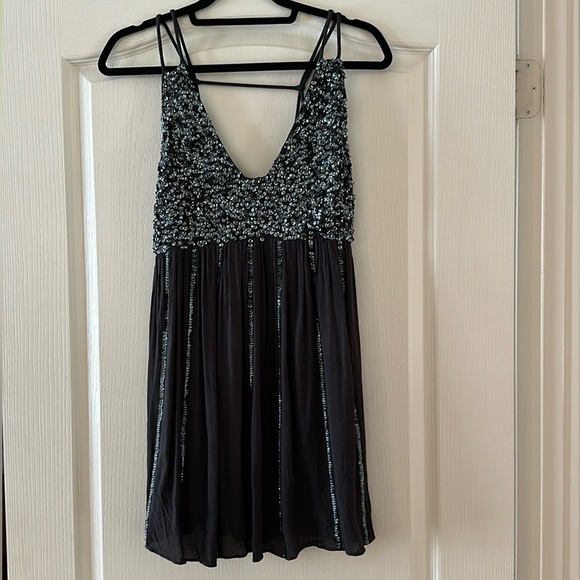 NWOT Free People Navy Sequin Mini Dress - Picture 1 of 6